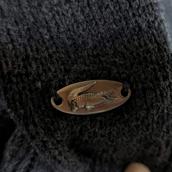 Lacoste V Neck Black 100% Cotton Sweater Size 40 - Picture 7 of 11